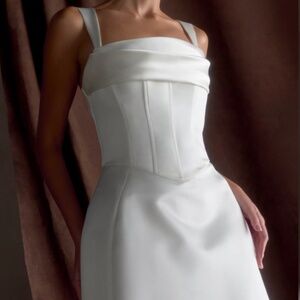 MESHKI Isabel Satin Corset Mini Dress - White